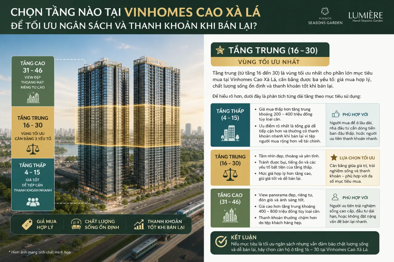 Chọn tầng nào tại Vinhomes Cao Xà Lá để tối ưu ngân sách và thanh khoản khi bán lại?