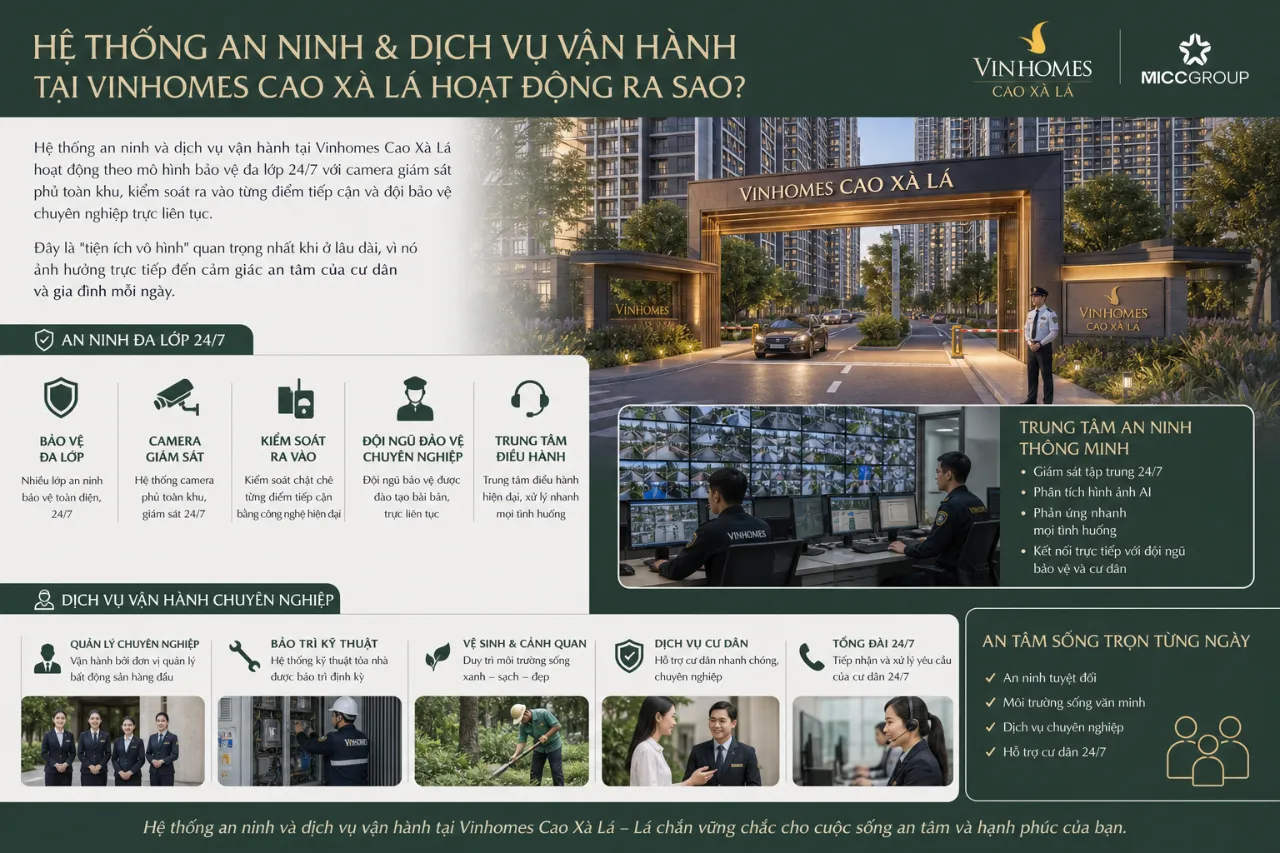 Hệ thống an ninh và dịch vụ vận hành tại Vinhomes Cao Xà Lá hoạt động ra sao?