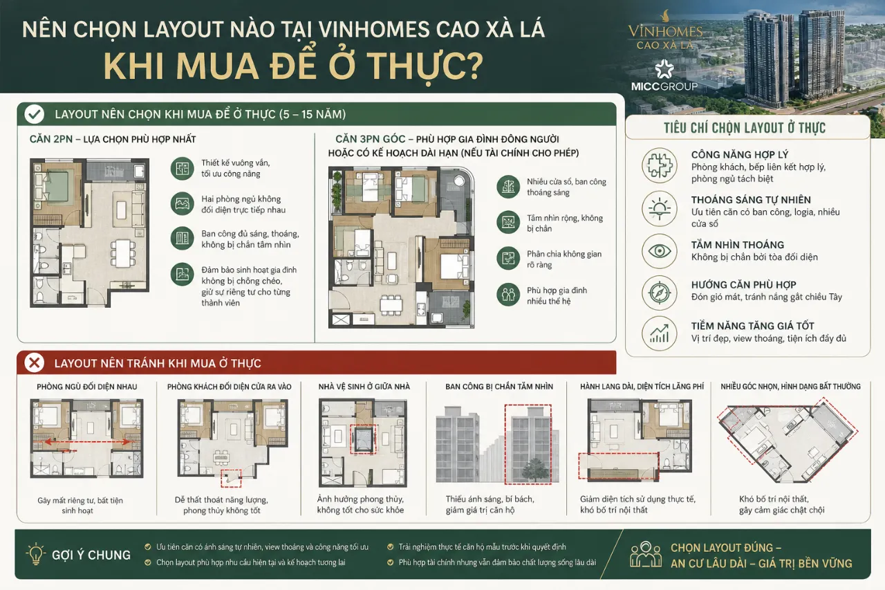 Nên chọn layout nào tại Vinhomes Cao Xà Lá khi mua để ở thực?