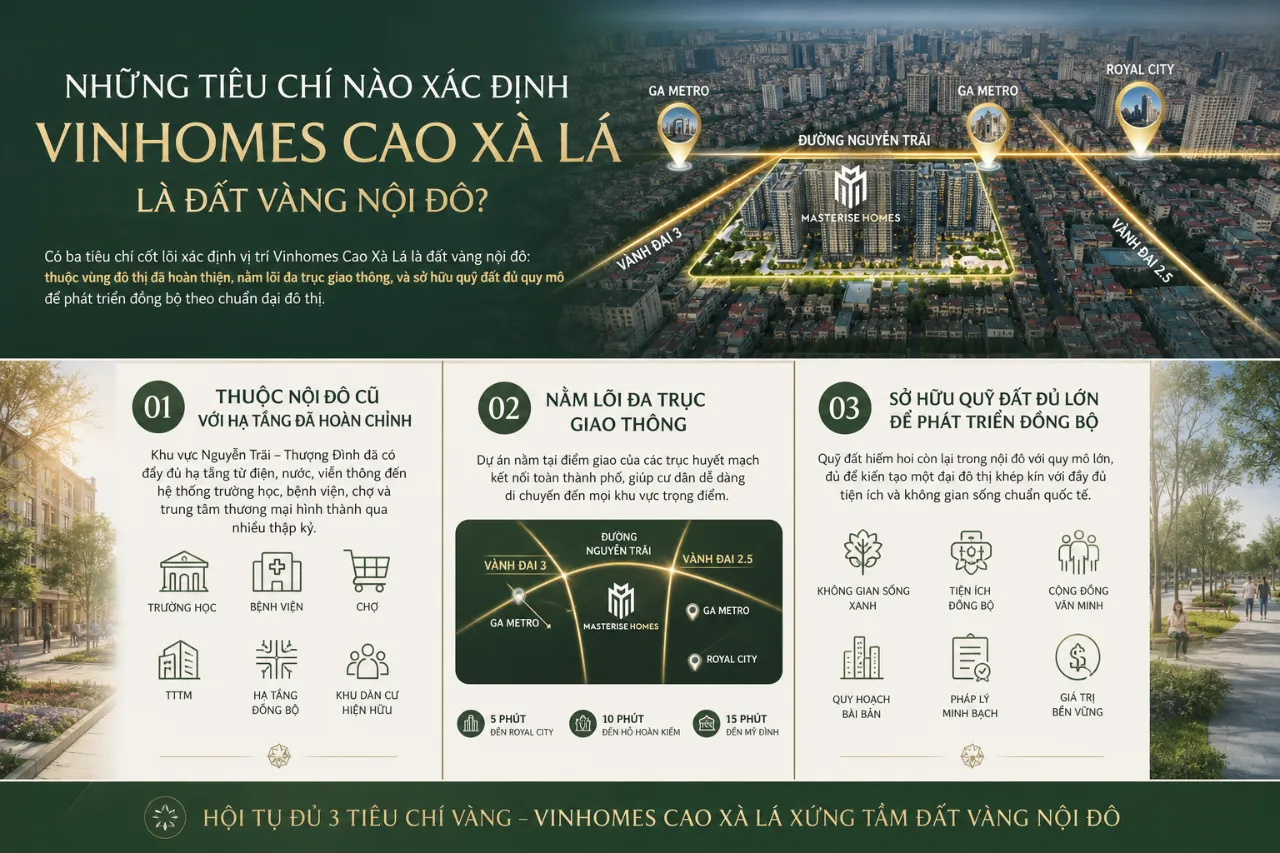 Những tiêu chí nào xác định vị trí Vinhomes Cao Xà Lá là đất vàng nội đô?