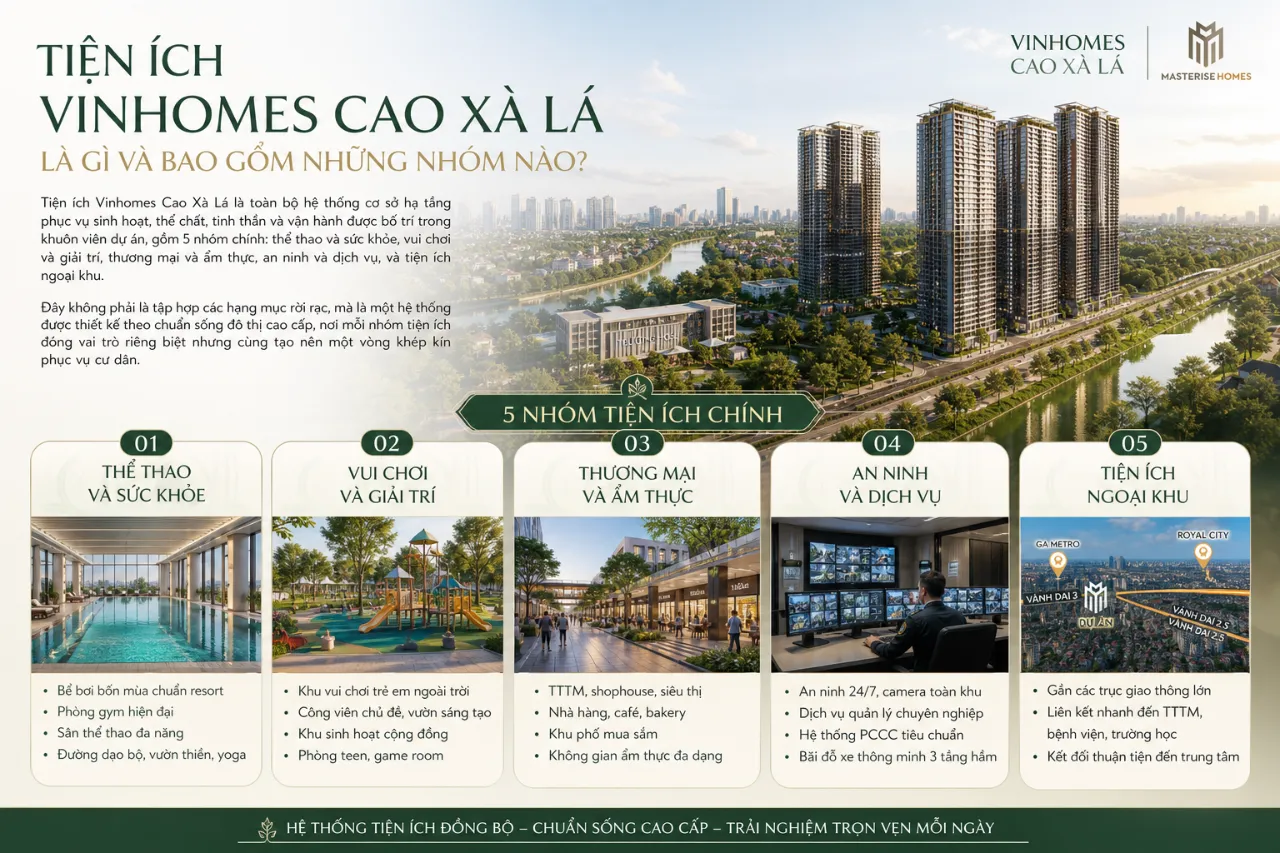Tiện ích Vinhomes Cao Xà Lá là gì và bao gồm những nhóm nào?