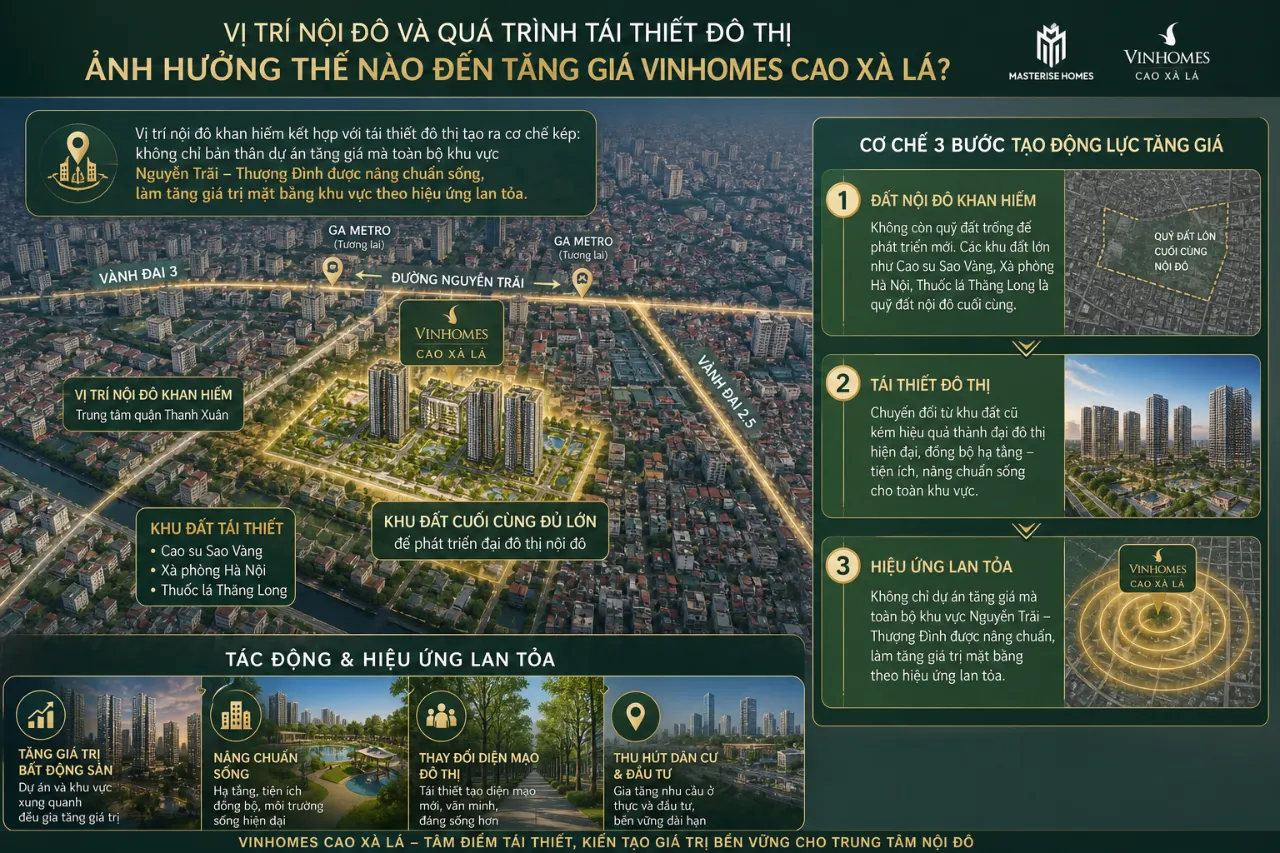 Vị trí nội đô và quá trình tái thiết đô thị ảnh hưởng thế nào đến tăng giá Vinhomes Cao Xà Lá?
