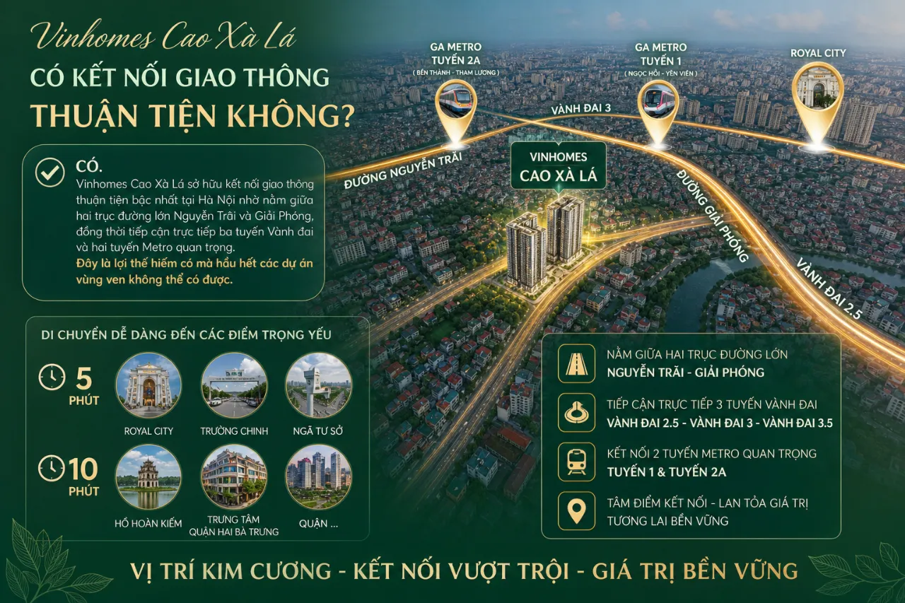 Vinhomes Cao Xà Lá có kết nối giao thông thuận tiện không?