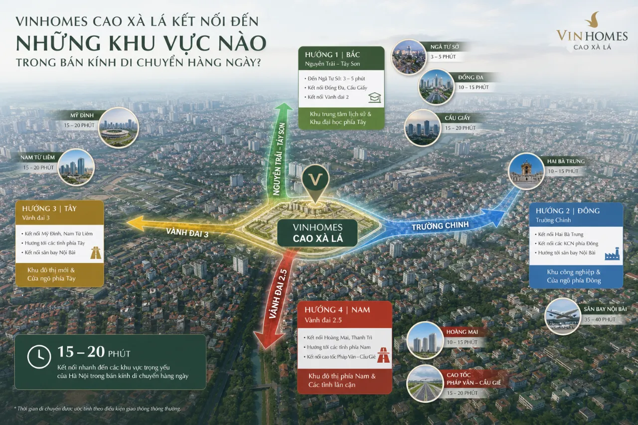 Vinhomes Cao Xà Lá kết nối đến những khu vực nào trong bán kính di chuyển hàng ngày?